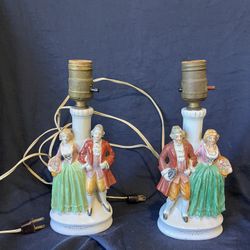 Vintage Porcelain Colonial Lamp Figurines Made in Occupied Japan  