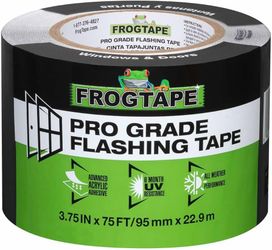 FrogTape Pro Grade Flashing Tape for Windows & Doors, 3.75 Inch Width - 75 Foot Roll, All Weather & UV Resistant Flashing Tape with Advanced Acrylic A