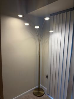 Gold LED Arc Floor Lamp with Remote