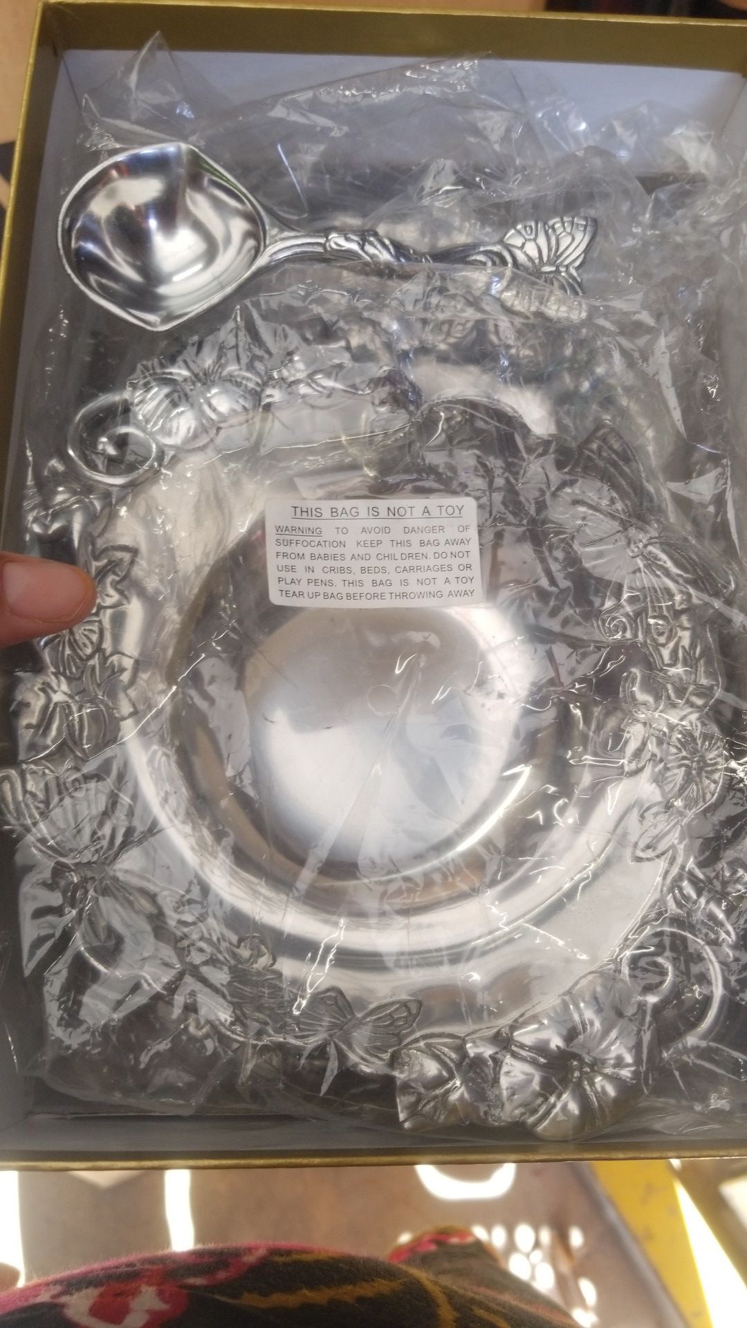 BEAUTIFUL SILVER CANDY DISH WITH PLATE AND SPOON
