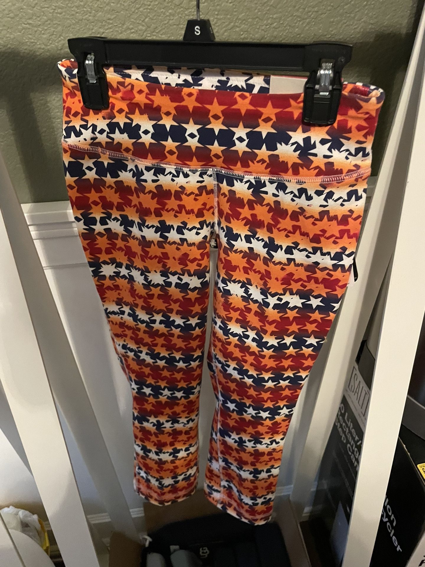 reebok tight fit capri stars and stripes print fourth of July XS