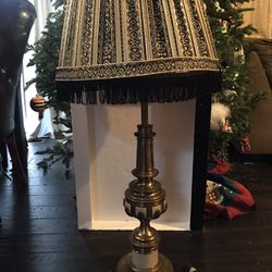 Large 38” Brass Trophy/Chalice/Urn Table Lamp With Shade
