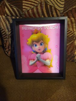 Nintendo Super Mario Princess Peach 3D Lenticular Shadowbox Wall Frame