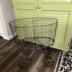 Metal Basket On Wheels 