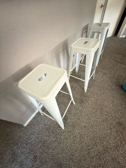 3 White Bar Stools