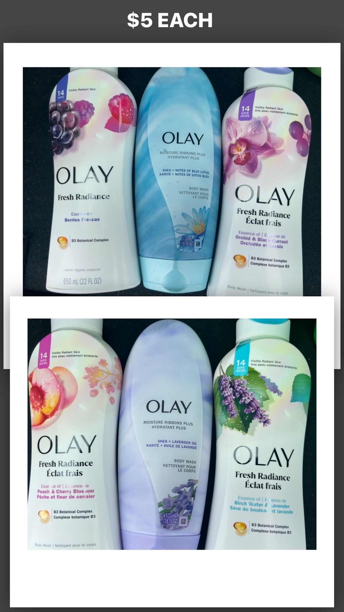 Olay Bodywash $5 Each Cash Only Pickup Only
