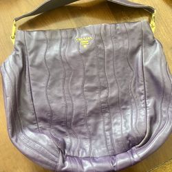 PRADA Napa Stripes Shoulder Bag Viola Purple And Gold