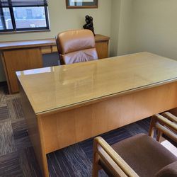 Office Desk, Credenza, Chair, Bookcases