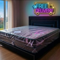 KING size bed set new bedroom furniture set King BED Frame With Mattress And Box Spring Set FREE DELIVERY Black Bed