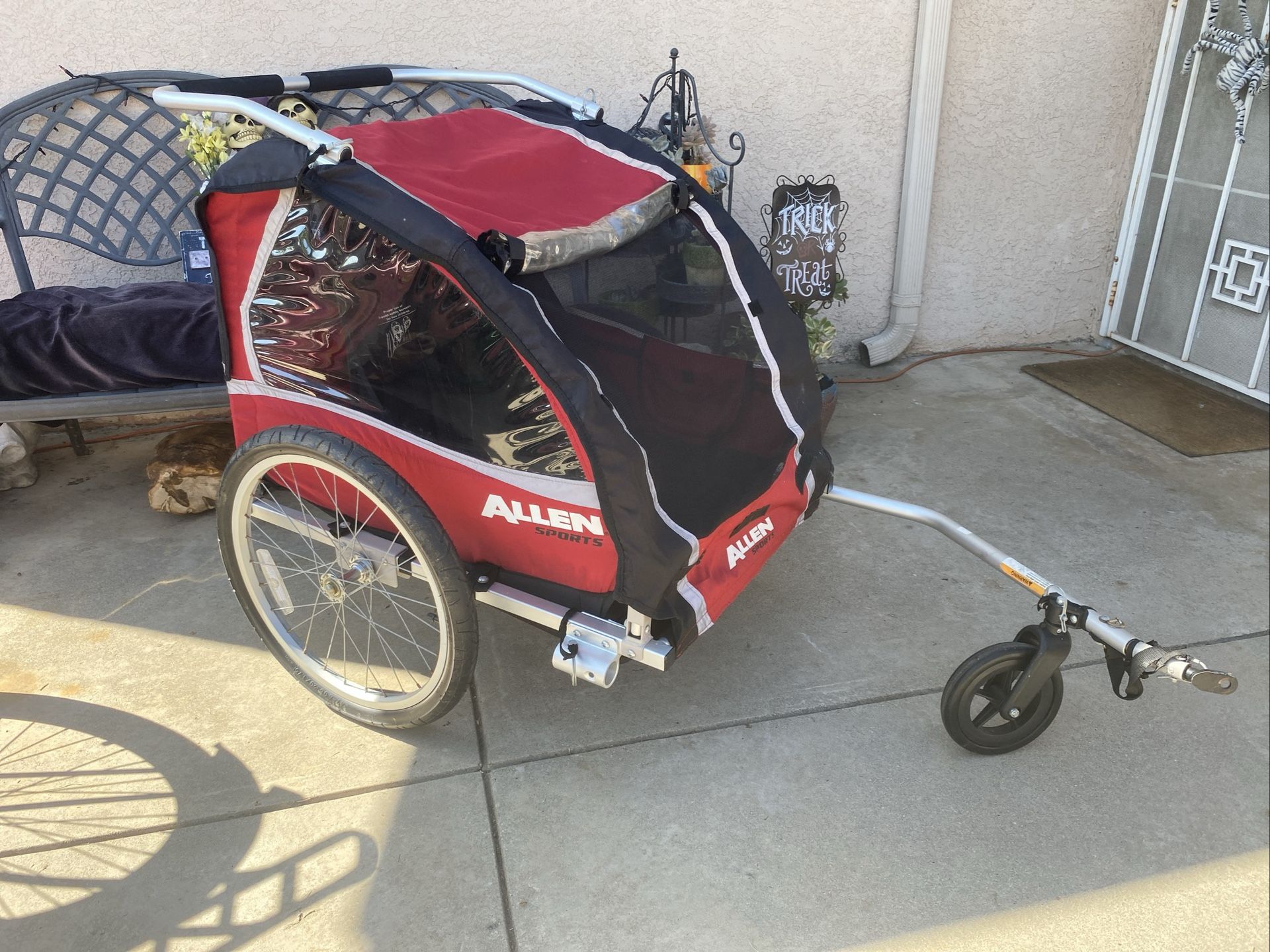 Allen Sports Collapsable Bicycle Kids Toddler Cargo Trailer Two Seater Red 