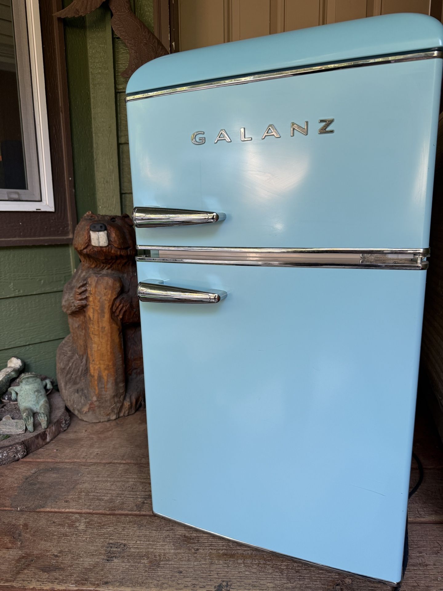 Refrigerator Freezer Retro Teal Blue Galanz Mini Fridge 