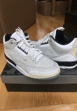 Air Jordan 3 Retro (Flip), White black metallic silver size 10