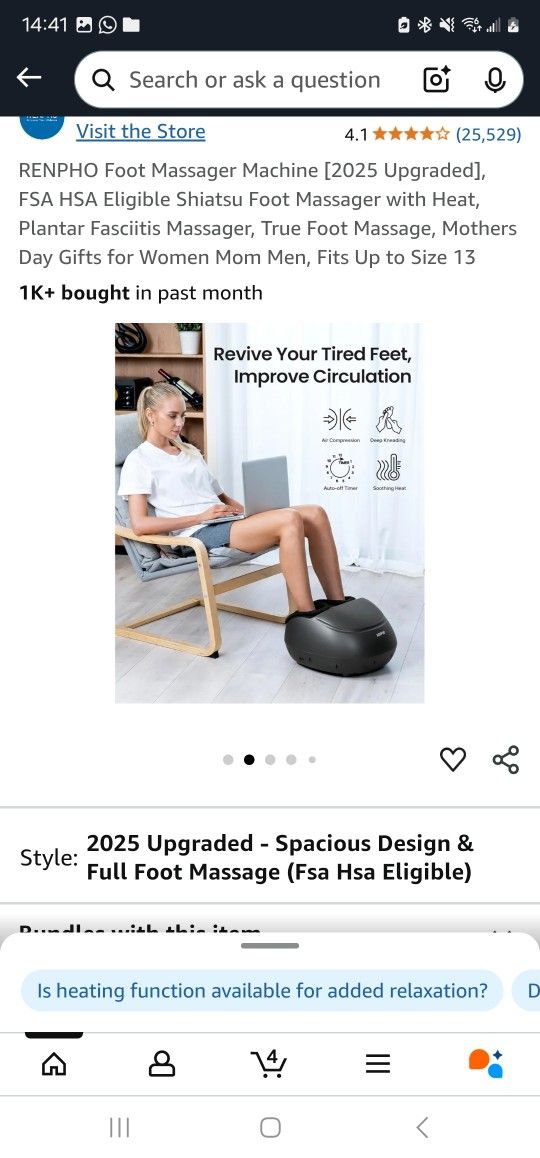 RENPHO Foot Massager Machine [2025 Upgraded], FSA HSA Eligible Shiatsu Foot Massager with Heat, Plantar Fasciitis Massager, True Foot Massage, Mothers