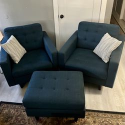 Mid Century Modern Style Chairs & Ottoman