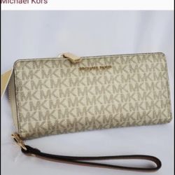 Michael Kors Metallic Tan Leather Jet Set Travel Continental Wallet Michael  Kors