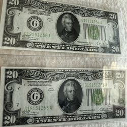 1928 B $20 Dollars Bills Redeemable In Gold Uncirculated 