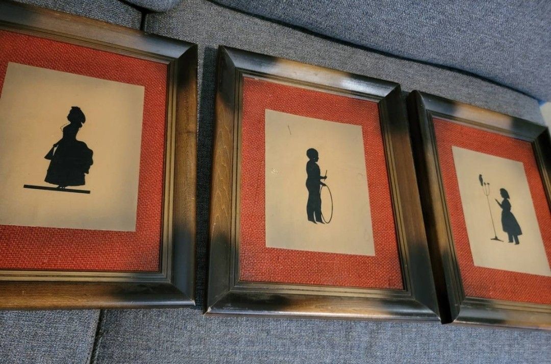 Antique 1930s Italian Matted Framed Silhouettes