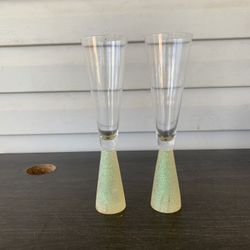 Heavy Bottom glass Champagne Flutes 9.5"H