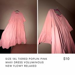Vibrant Pink Tiered Maxi Dress - V-Neck Boho Smock Style