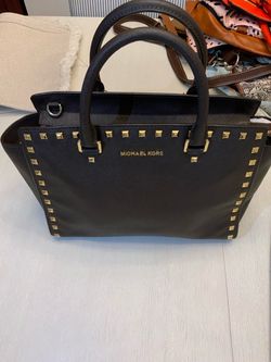 Michael Kors Black Studded Saffiano Leather Tote