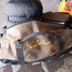 Cabela's Camping Suede Bag With Sleeping Bag!