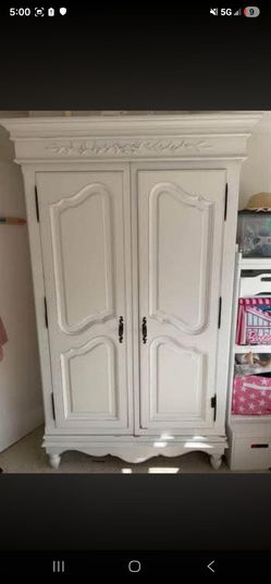 White French Provincial Wood Armoire