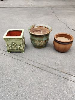 3 Ceramic Plant/Flower Pots - $4 Each/$10 For All