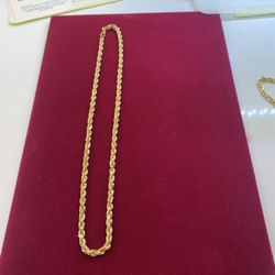 10 K Y GOLD solid Rope Chain Hollow 4 MM 20 Inches