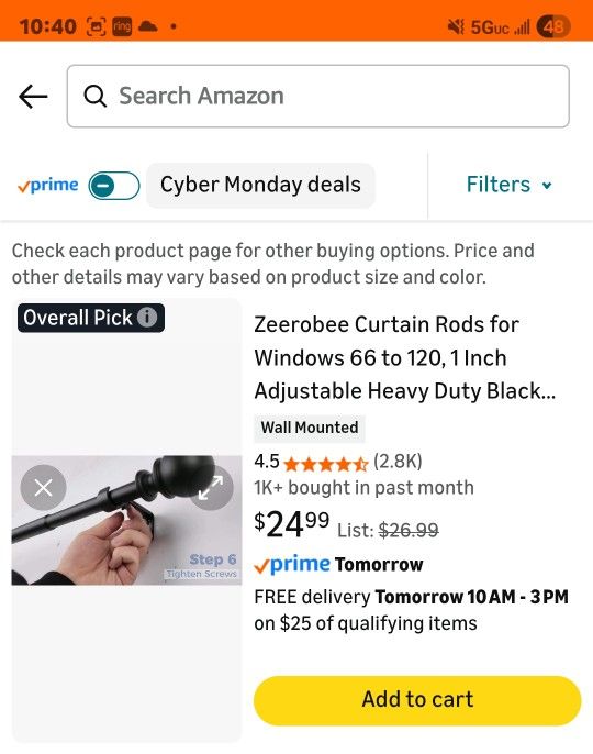 Curtain Rod 66 To 120 Inch