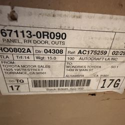 2023-25 Toyota RAV4 Right Rear Outer Panel