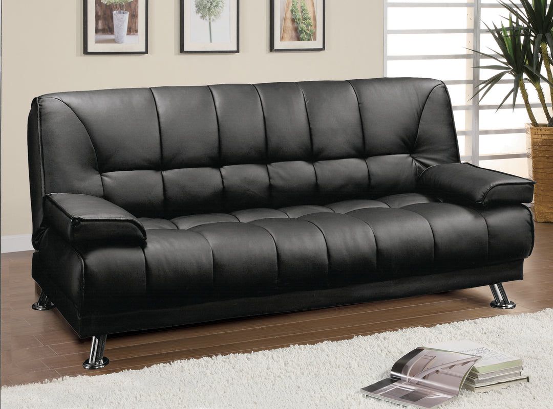 Black leatherette Couch Sofa Futon Sofa Bed