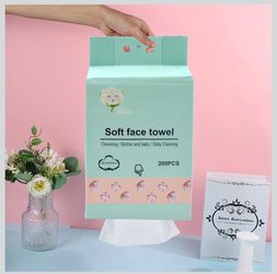Disposable Soft Cotton Face Towel, Soft Dry Wipe, Wet and Dry Use, Made of Pure Cotton, Lint-Free Unscented Disposable Tissue for Sensitive Skin (Whit