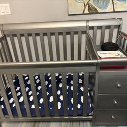 Grey Baby Crib Combo