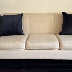 Bassett Upholstered Sofa – Neutral Beige – 77” – Excellent Condition