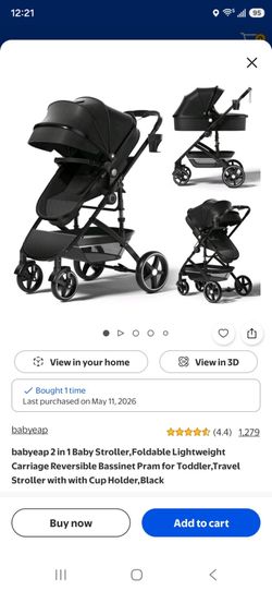 babyeap 2 in 1 Baby
Stroller,Foldable
Lightweight Carriage
Reversible Bassinet Pram for
Toddler,Travel Stroller with
with Cup Holder,Black