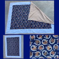 NEW Hand Made Throw Quilt, Horse & Horseshoe Fabric, 40” X 53”