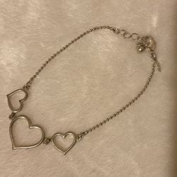7” Vintage Silver Plated Heart Bracelet,by Avon