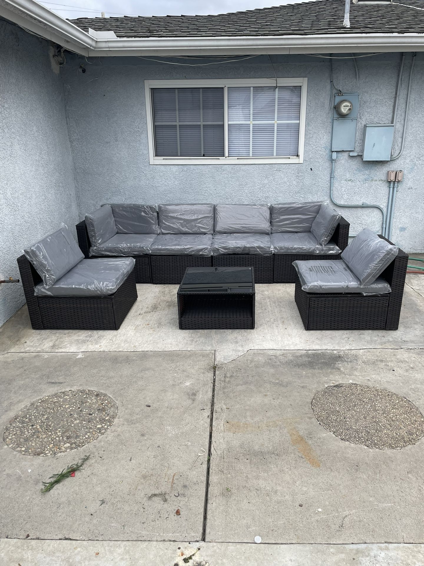 7pc Outdoor Patio Furniture Sectional Set