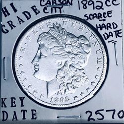 1892 CC MORGAN SILVER DOLLAR HI GRADE GENUINE U.S. MINT RARE KEY COIN