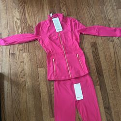 Lululemon Define Jacket Hot Pink NWT Size 6 & Matching Leggings