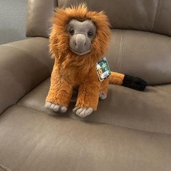 NEW Fao Schwarz Stuffed Animal, Golden Lion Tamarin, Monkey Stuffed Animal