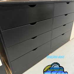 Assembled Black 8 Drawer Dresser 