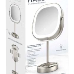 Conair Halo LED Rechargeable Double Sided Mirror 10x Magnification And Light new
