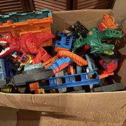 Box Of Hot Wheels Sets And Tracks