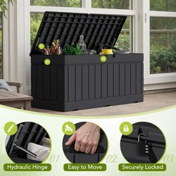 75 gallon storage deck box outdoor storage box patio storage box resin storage box ✅🆕