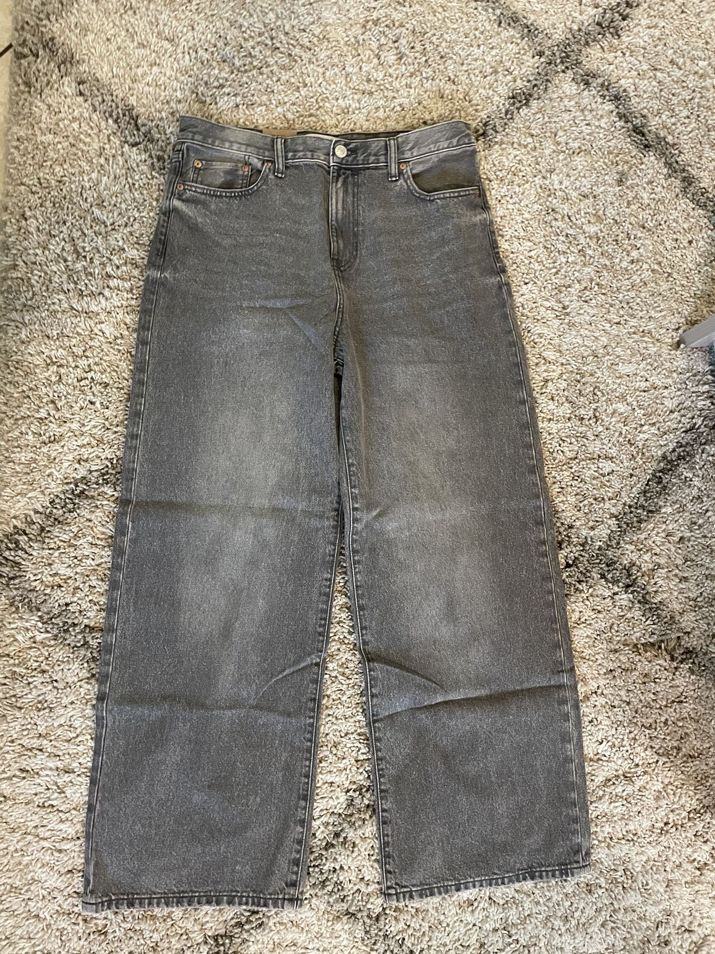 Grey Washed Baggy Jeans