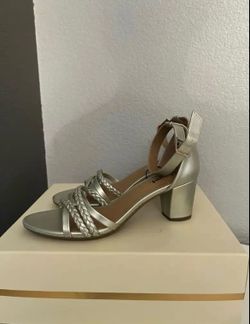 brand new silver braided heels