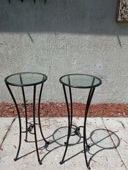 Black Side Table Set w/ Glass Tops