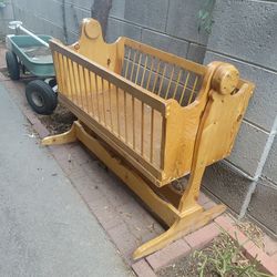 Must Go TODAY!! $80 Natural Real Wood Baby Cradle Rocking!!