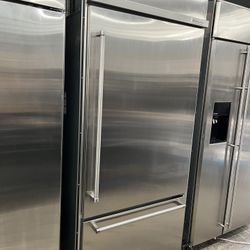 Stainless Steel Built In Kitchen Aid 36” Refrigerator LED Lighting 